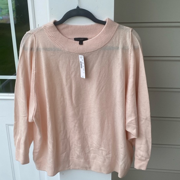 NWT J. Crew Orange Wool Blend crew Neck seamed around 3/4 Sleeve Sweater med - Picture 1 of 10
